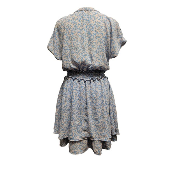 Cottagecore Womens Medium Dress Ditzy Floral Blue Cream Layered Smocked Prairie - Picture 5 of 11